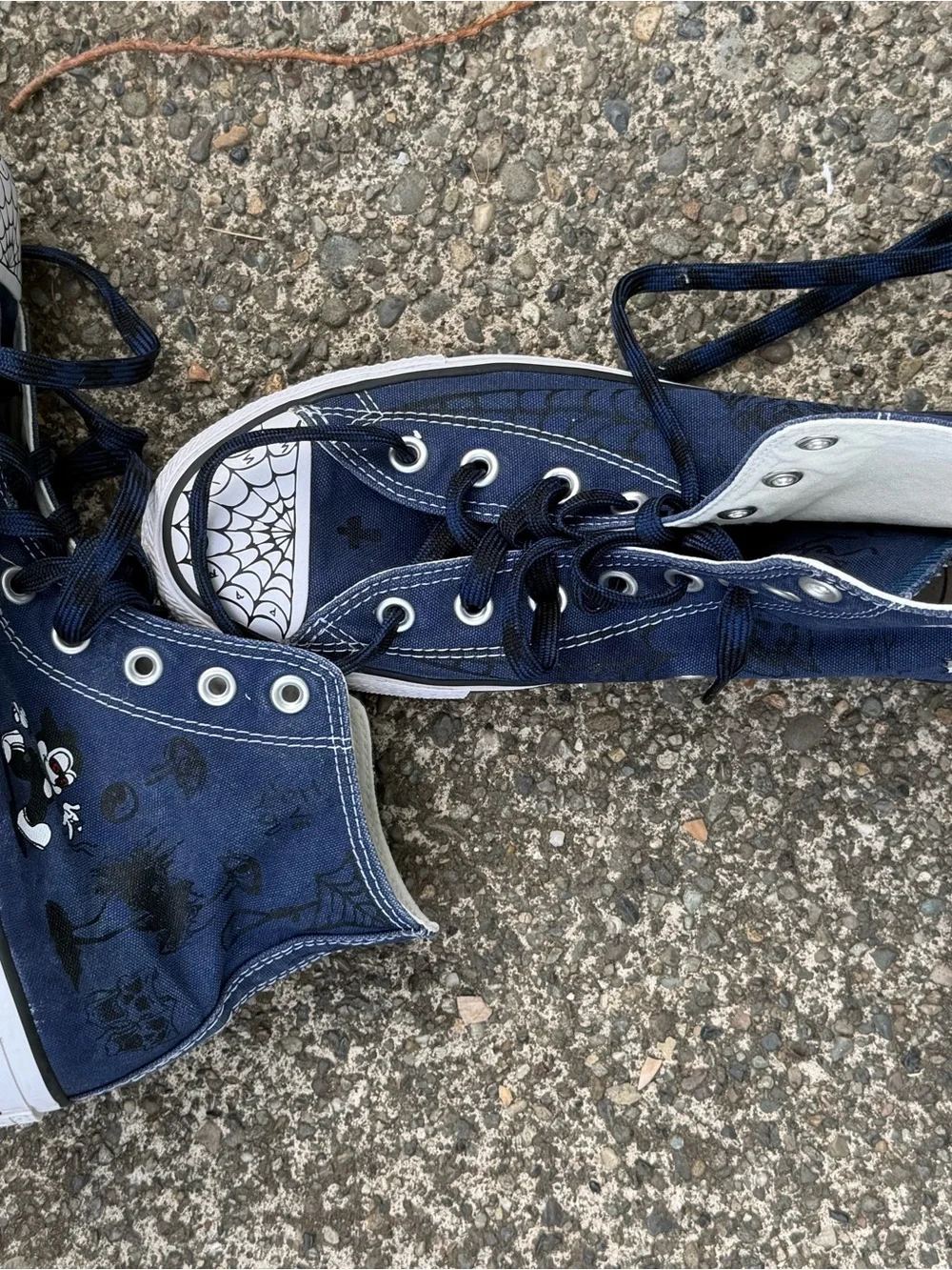 Navy High-Top Canvas Sneakers with Halloween Graphics